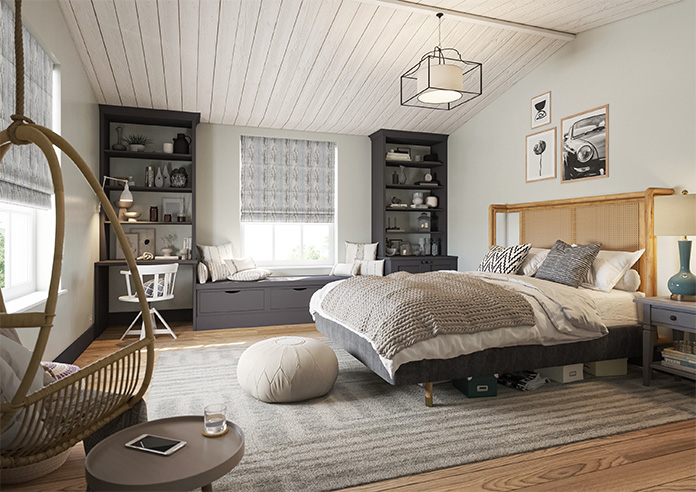 Kiryu, Pearl Grey - Motorised Roman Blind - Image 6